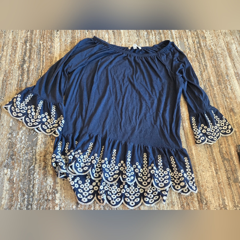 Fever Asymmetrical Blue Embellished Tunic